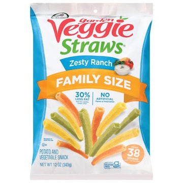 Sensible Portions Garden Veggie Straws Zesty Ranch Potato and Vegetable Snack Family Size