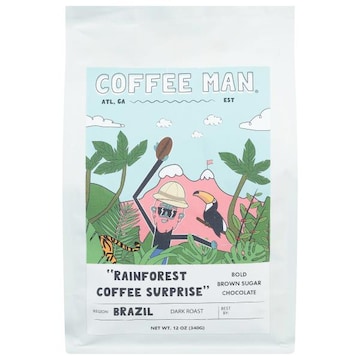 Coffee Man Coffee, Dark Roast, Rainforest Coffee Surprise
