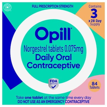 Opill Tablets 0.075 mg Full Prescription Strength Daily Oral Contraceptive