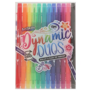 Artskills Dynamic Duos Markers, Bullet & Flexi Tip, Dual Ended