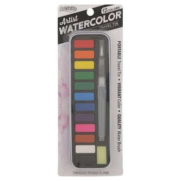 Artskills Watercolor, Artist, 12 Colors, Travel Tin
