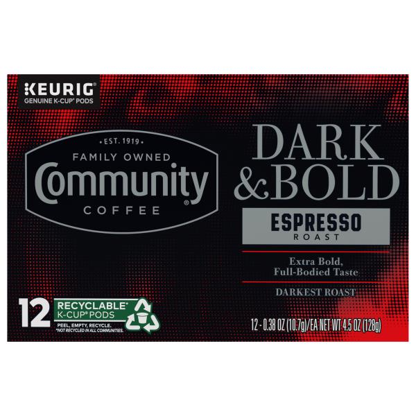 Community Coffee Coffee, Espresso Roast, Dark & Bold, K-Cup Pods ...