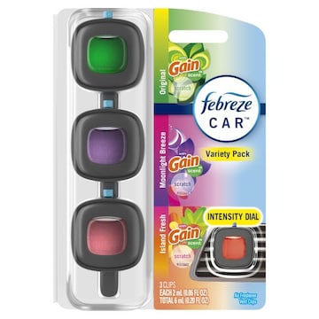 Febreze Car Air Freshener Odor-Fighting Automotive Vent Clip GMix,3ct