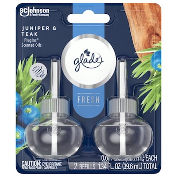 Glade PlugIns PlugIns Scented Oils Air Freshener Refills, Juniper & Teak, Fresh Collection, 0.67 fl oz Each, 2 Refills