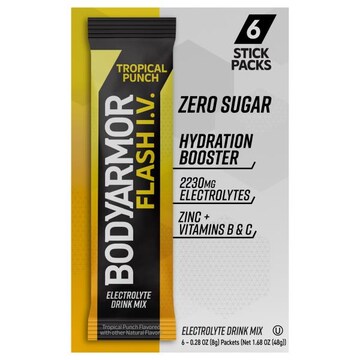 BodyArmor Flash I.V. Electrolyte Drink Mix, Tropical Punch, Zero Sugar