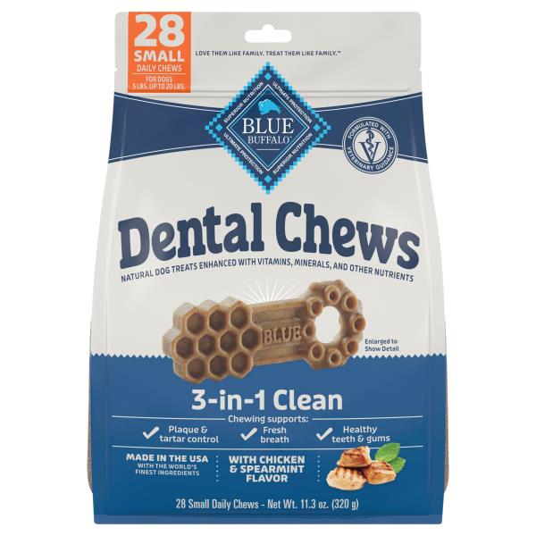 Blue Buffalo DENTAL CHEWS, WITH CHICKEN & SPEARMINT FLAVOR, 3IN1
