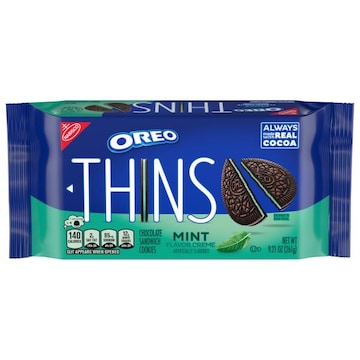 Oreo Thins Chocolate Sandwich Cookies, Mint Flavor Creme