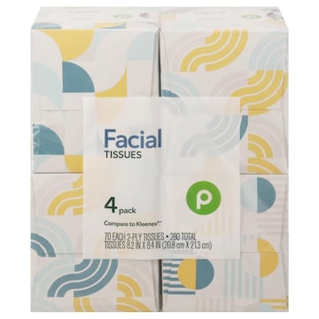 Publix Facial Tissues, 2-Ply, 4 Pack
