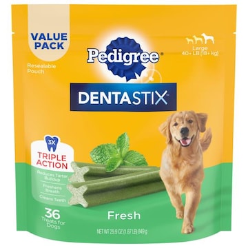 Pedigree Dentastix Dog Treats, Fresh, Large 40+ Lb (18+ kg), Value Pack