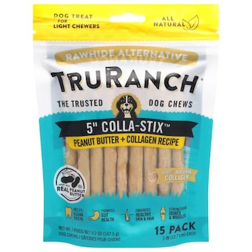 TruRanch Dog Chews, Peanut Butter + Collagen Recipe, Rawhide Alternative