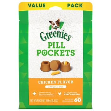 Greenies Pill Pockets Treats for Dogs, Chicken Flavor, Capsule Size, Value Pack