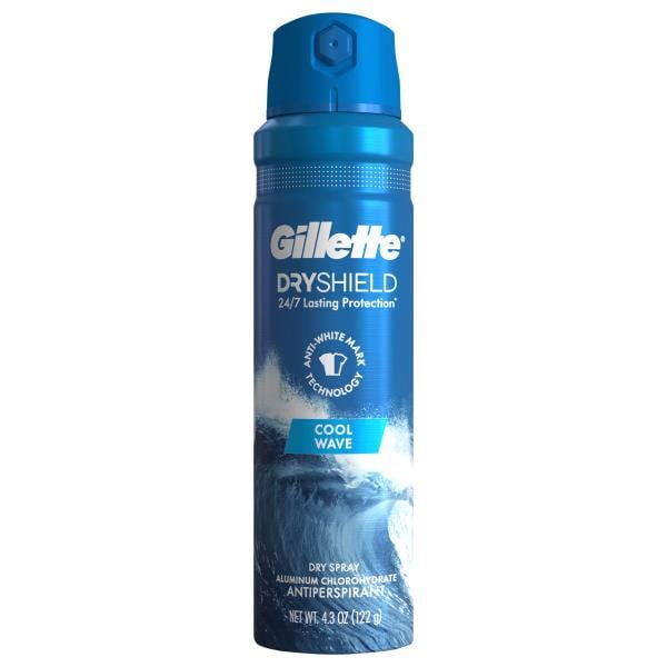 Gillette Antiperspirant, Aluminum Chlorohydrate, Dry Spray, Cool Wave