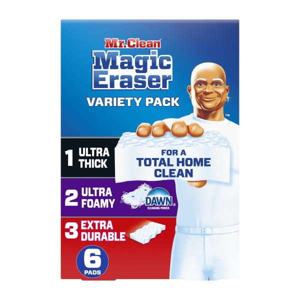Mr. Clean Magic Eraser Variety Pack with Ultra Thick Ultra Foamy and Extra Durable Multi Purpose Cleaner Magic Eraser Sponge Multi Surface Cleaner 6ct Publix Super Markets