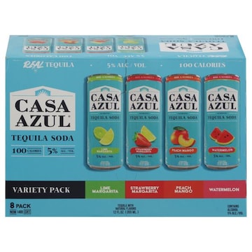 Casa Azul Tequila Soda, Variety Pack, 8 Pack