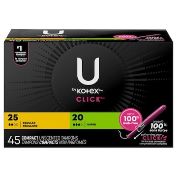 U by Kotex Click Compact Regular/Super Unscented Tampons