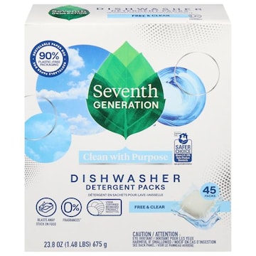 Seventh Generation Dishwasher Detergent Packs, Free & Clear