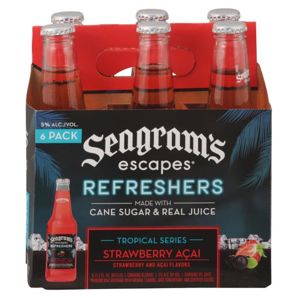 Seagram's Escapes Refreshers Malt Beverage, Strawberry Acai, 6