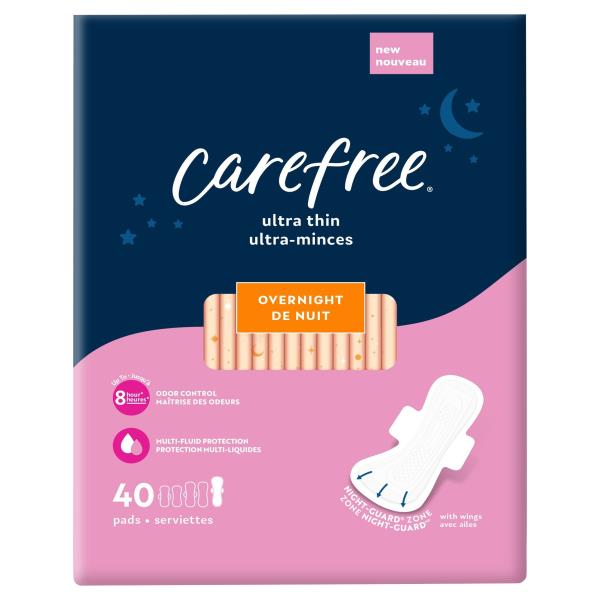 Carefree Pads, with Wings, Ultra Thin, Overnight Publix Super Markets