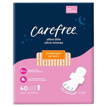 Care Free Pads, Ultra Thin, Overnight