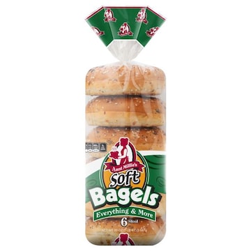 Aunt Millie's Bagels, Soft, Sliced, Everything & More