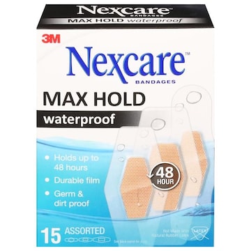 Nexcare Bandages, Max Hold, Waterproof, Assorted