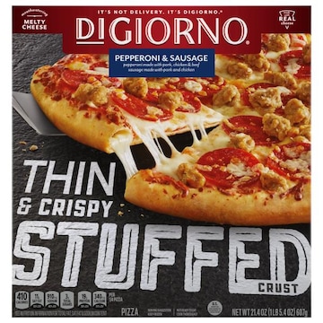DiGiorno Pizza, Thin & Crispy Stuffed Crust, Pepperoni & Sausage