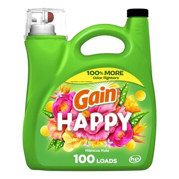 Gain Liquid Laundry Detergent, Happy, Hibiscus Hula, 100 loads