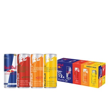 Red Bull Energy Drink Variety Pack Energy Drink, Red, Yellow & Amber, 80mg Caffeine, 8.4 fl oz, Pack of 12 Cans