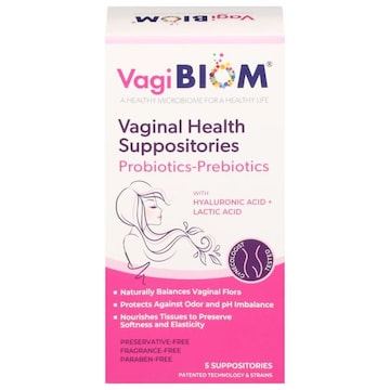 VagiBiom Vaginal Health Suppositories, Probiotics-Prebiotics