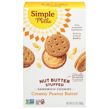 Simple Mills Sandwich Cookies, Nut Butter Stuffed, Creamy Peanut Butter