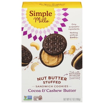 Simple Mills Sandiwch Cookies, Nut Butter Stuffed, Cocoa & Cashew Butter