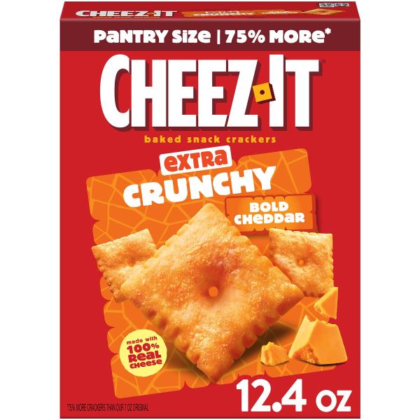 Cheez-It Extra Crunchy Cheese Crackers Bold Cheddar, Baked Snack