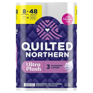 Quilted Northern Ultra Plush Bathroom Tissue, Unscented, Super Mega Rolls, 3-Ply