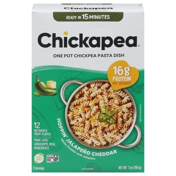Chickapea Pasta Dish, One Pot Chickpea, Hoppin' Jalapeno Cheddar