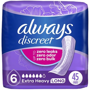 Always Pads, Extra Heavy Absorbency, Long Length, 45 Count