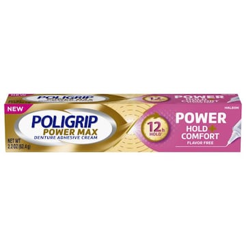 SUPER POLIGRIP Poligrip Denture Adhesive, Power Max Hold + Comfort Denture Adhesive Cream