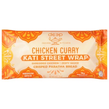 Deep Indian Kitchen Kati Street Wrap, Chicken Curry, Medium Spice