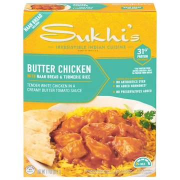 Sukhi's Indian Butter Chicken Curry with Naan & Turmeric Rice Frozen Meal