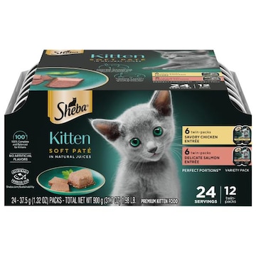 Sheba Perfect Portions Kitten Food, Premium, Soft Pate, Variety Pack