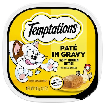 Temptations Cat Food, Tasty Chicken Entree with Real Chicken, Pate in Gravy, Pate in Gravy, Adult 1+