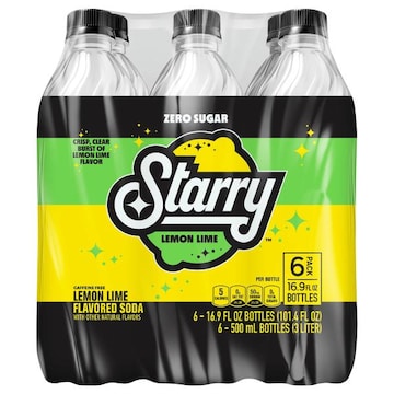 Starry Starry Zero Sugar Soda Lemon Lime 16.9 Fl Oz, 6 Count