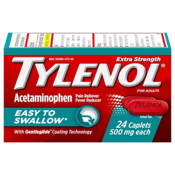 Tylenol Caplets for Adults Extra Strength Acetaminophen 500 mg Pain Reliever/Fever Reducer