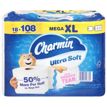 Charmin Ultra Soft 2-Ply Unscented Mega XL Rolls Bathroom Tissue