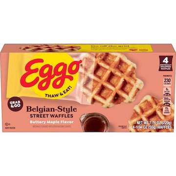 Eggo Belgian-Style Frozen Street Waffles Buttery Maple Flavor, Frozen Breakfast