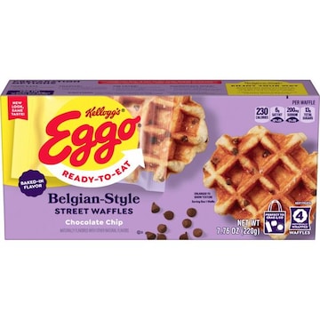 Eggo Frozen Belgian-Style Street Waffles Chocolate Chip, Frozen Breakfast