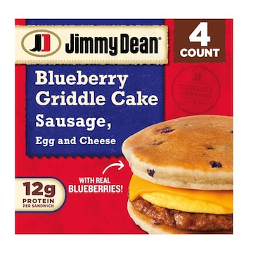Jimmy Dean Blueberry Griddle Cake Sausage, Egg and Cheese Sandwiches, 4 ct