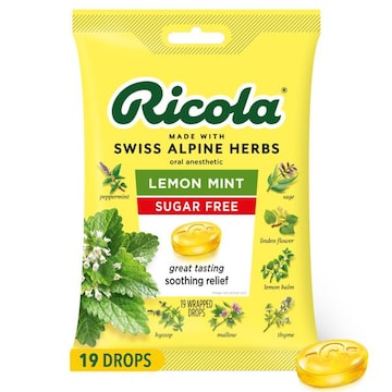 Ricola Throat Drops, Sugar Free, Lemon Mint