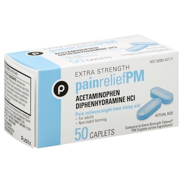 Publix Pain Relief PM, Extra Strength, Caplets