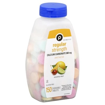 Publix Antacid, Regular Strength, 500 mg, Assorted Fruit, Chewable Tablets