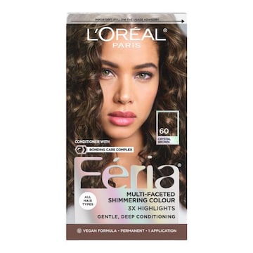 L'Oreal Paris Feria Shimmering Permanent Hair Color 60 Crystal Brown (Light Brown)